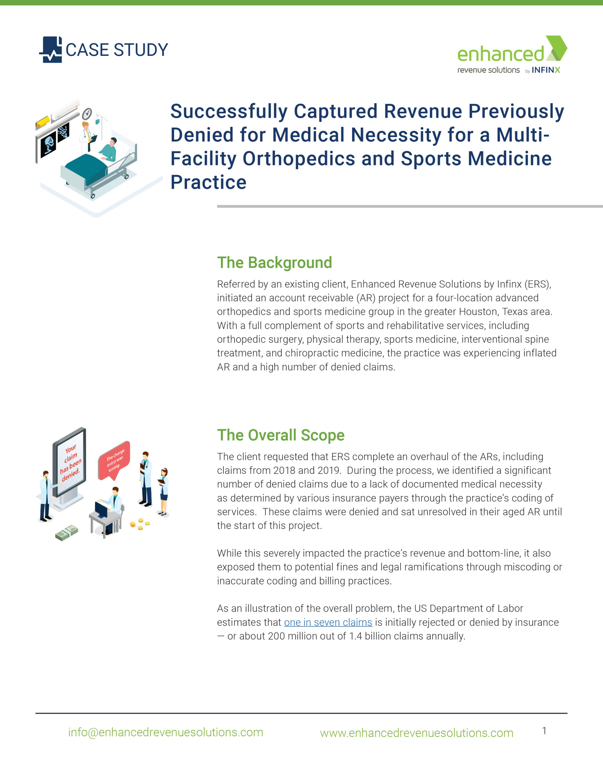 ERS by Infinx - Case Study - Succesfully Captured Revenue Previously Denied for Medical Necessity for a Multi-Facility Orthopedics and Sports Medicine Practice - 1